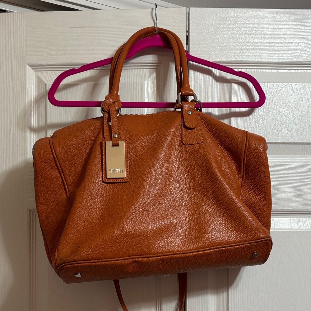 Elegant Leather Satchel in Rich Bronze Orange